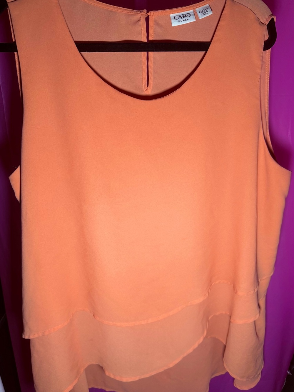 Cato Peach-Orange Layered Sleeveless Top